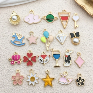 Assorted enamel alloy charms featuring stars and clouds for DIY jewelry making