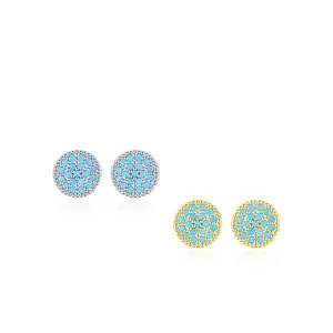 Elegant S925 sterling silver turquoise stud earrings in gold and silver finishes