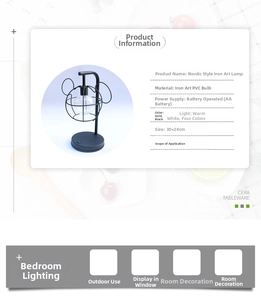 Detail specifications for Mickey-shaped LED iron lamp with size dimensions and power specs