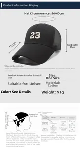 Size chart for outdoor baseball cap showing dimensions and head circumference measurements