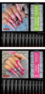 Size chart for 240pcs XXXL extra long clear soft gel nail tips in 12 different sizes