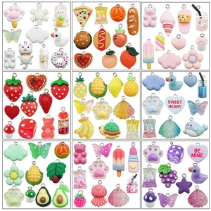 Mixed Cartoon Resin Charms Pendants Colorful DIY Jewelry Making Accessories Crafting Supplies For Keychain Bracelet Necklace Cute Novelty