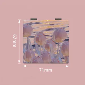 Mini tulip folding makeup mirror, portable double-sided pocket mirror (71mm x 67mm)