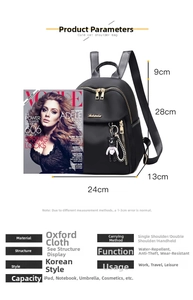 Detailed dimensions for the waterproof Oxford fabric backpack showing width and height metrics