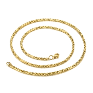 Golden 3mm dragon bone chain necklace in stainless steel with elegant lobster clasp
