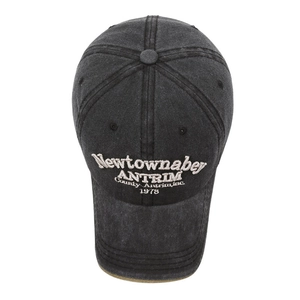 Vintage dark gray washed cotton baseball cap with white Newtownabbey 1978 embroidery