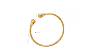 Detailed size chart for the gold-plated snake-texture open cuff with crystal rings