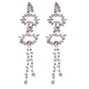 Elegant silver tassel earrings with zircon waterdrop fringe for a luxury evening look