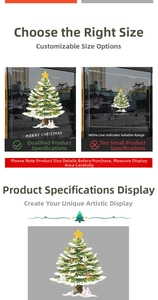 Detailed view of Christmas tree window decals with stars and rabbits for festive decor
