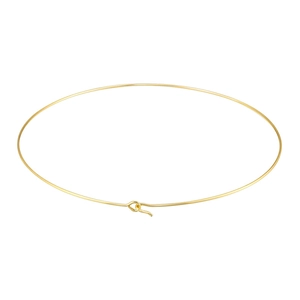 Detail of minimalist gold-plated wire choker necklace with secure hook clasp mechanism