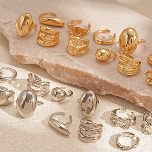 Bagues En Alliage Pour Femmes Minimaliste Irrégulier Métal Liquide Lave Froissé Réglable Ouvert Forme De Goutte Bijoux De Mode