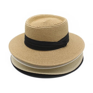 Chapeau De Paille Boater Vintage Français Pour Femmes Large Bord Protection UV Vacances À La Plage Été Élégant Ruban