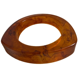 Minimalistischer Bernstein-Resin-Armreif, geometrisches Design mit Marmorstruktur