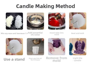 Step-by-step tutorial showing how to use the 3D angel statue silicone candle mold DIY