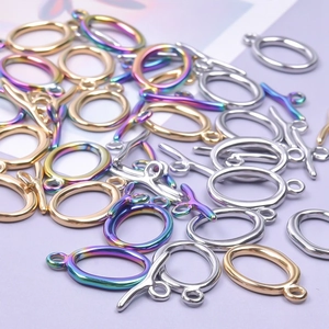 Polished stainless steel toggle clasps in gold silver and rainbow for DIY jewelry making