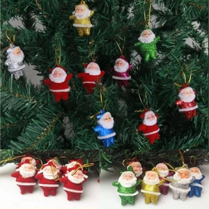 Miniature colorful Santa Claus ornaments for Christmas tree hanging decoration set