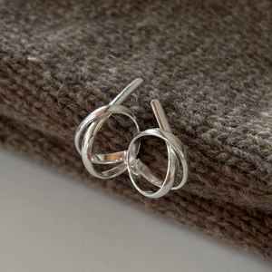 925 Sterling Silver Stud Earrings Handmade Knot Geometric Cross Minimalist Fashion Jewelry For Women