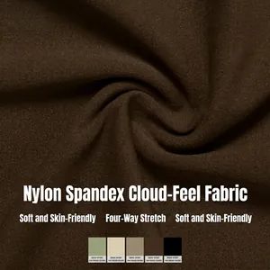 Conjunto de yoga marrón café para mujer en nailon spandex elástico de tacto suave