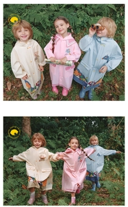 Waterproof EVA children's raincoats featuring cute dinosaur and camping themed patterns