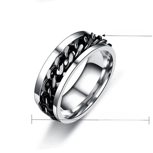 Detail of 8mm rotatable titanium steel chain ring with industrial hip-hop design