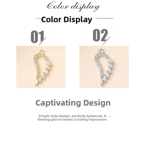 Detailed comparison of gold and silver wing-shaped pendants with inlaid zircon for DIY jewelry