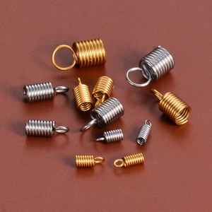 DIY stainless steel spring coil end caps and connectors for leather cord jewelry making