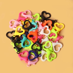 Colorful acrylic heart shape lobster clasps for DIY jewelry making and keychains