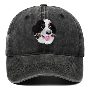 Casquette de baseball délavée gris foncé avec broderie Bouvier bernois pour la protection solaire