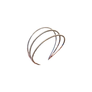 Serre-tête élégant multicouche avec perles et bandes fines en métal or rose