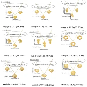 Detailed size guide chart for irregular leaf and heart jewelry sets with dimensions in cm and inches
