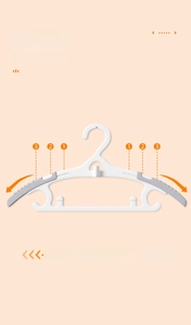 Adjustable kids plastic hanger with 3-position telescopic arms from 275mm to 365mm