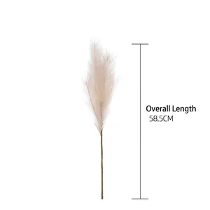 58.5cm tall artificial pampas grass with four forks in creamy white for home decor