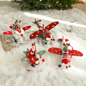 Creative iron Christmas plane ornaments with Santa and Reindeer pilot hanging figures