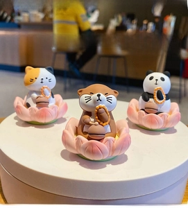 Jolies figurines d animaux en resine pour bureau et voiture lot de trois ornements lotus cadeaux