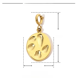 Detailed dimension guide for golden stainless steel tree of life pendant showing 22mm x 11mm size
