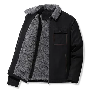 Men's winter fleece lined utility jacket with thermal gray lining and cargo pockets