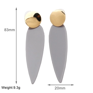 Detail view of macaron teardrop earrings with dimensions 83mm length and 9.3g weight