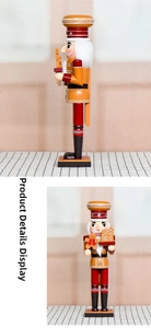 Detail of wooden gingerbread chef nutcracker with hand-painted icing and velvet beard