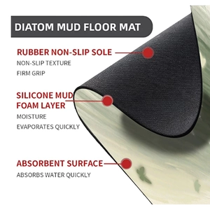 Three-layer diatomaceous earth mat detail with rubber non-slip base and fast absorption