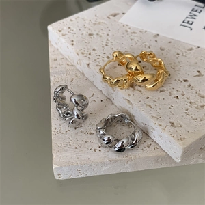 Gedraaide Touw Hoop Oorbellen Goud Zilver Verguld Metaal Met 925 Sterling Zilveren Oorsteker Franse Retro Stijl Dames