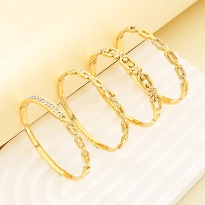 Geometric Chain Bangle Bracelet For Women Stainless Steel Rhinestone Paved Retro Luxury Fashion Jewelry Gift