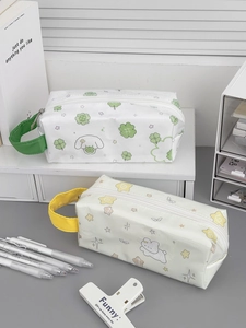 Detail view of large capacity waterproof pencil bags with clover and rabbit patterns