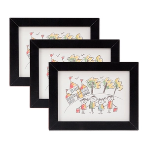 Three-piece black magnetic A4 picture frames for kids' art storage and display
