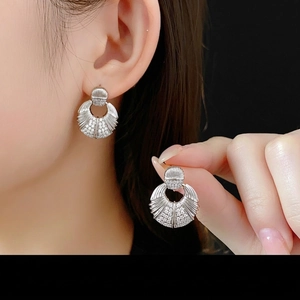 Boucles D'oreilles En Cuivre En Forme D'éventail Avec Tige En Argent Et Zircon Clair Bijoux De Luxe Vintage Pour Femmes