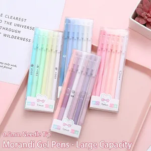Aesthetic Morandi Gradient Color Gel Pens Plastic Smooth Writing Cute Cartoon Animals Office School Supplies Stationery