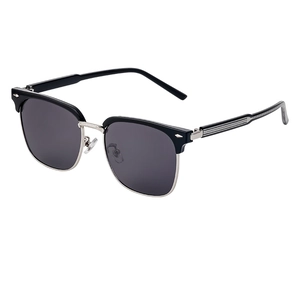 Classic semi-rimless polarized sunglasses for men with black frame and grey lenses