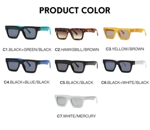 Lunettes de soleil carrées classiques avec sept options de couleurs rétro de C1 à C7