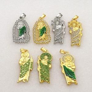 Pendentif Religieux San Judas Tadeo Alliage Strass Émail Accessoire De Bijoux Pour Collier Porte-Clés