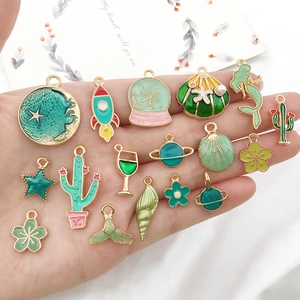 DIY cactus enamel alloy charms set for handmade earrings and necklaces making
