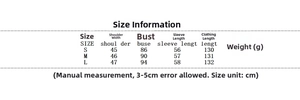 Detailed size chart for French style wool coat showing shoulder, bust and length measurements